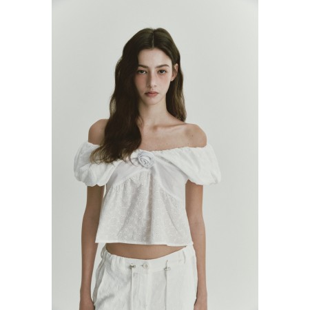 PUFF SLEEVELESS BLOUSE_WHITE de technologie