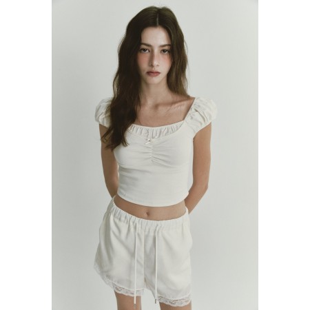 LACE TRACK SHORTS_IVORY Comparez et commandez 