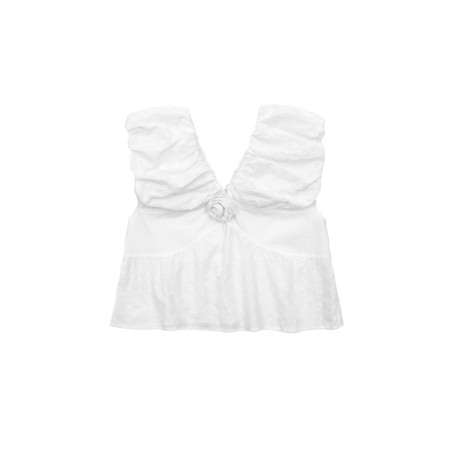 PUFF SLEEVELESS BLOUSE_WHITE de technologie