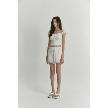 LACE TRACK SHORTS_IVORY Comparez et commandez 