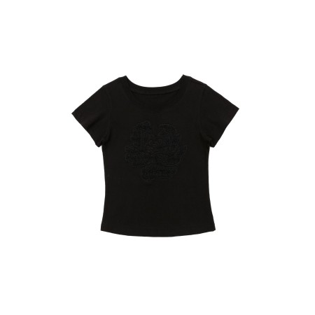 ROSE APPLIQUE T_BLACK Pour