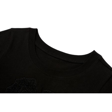 ROSE APPLIQUE T_BLACK Pour