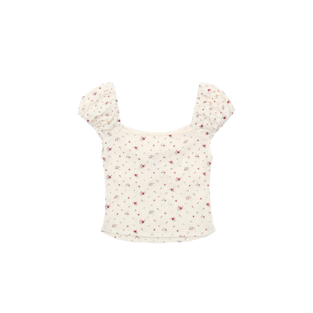 SATIN RIBBON CROP T_FLOWER PRINT ou a consommer sur place