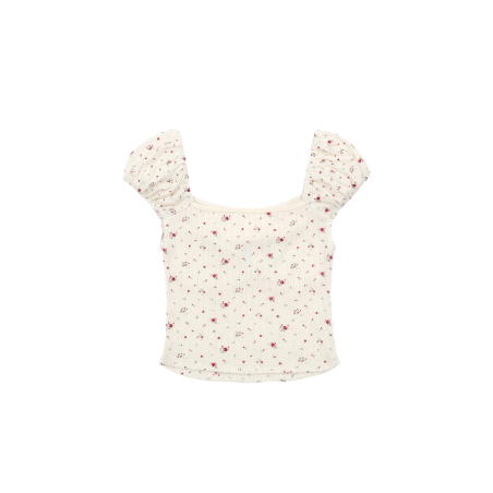 SATIN RIBBON CROP T_FLOWER PRINT ou a consommer sur place