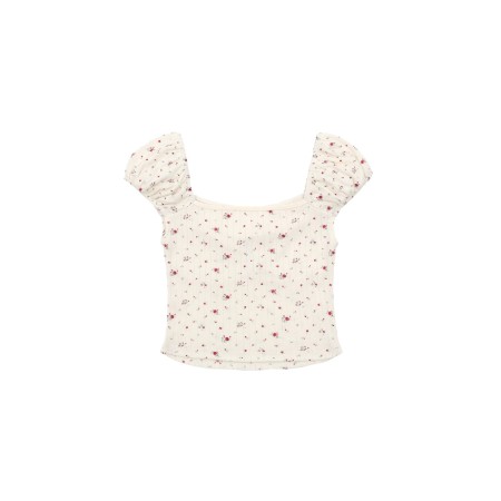 SATIN RIBBON CROP T_FLOWER PRINT ou a consommer sur place