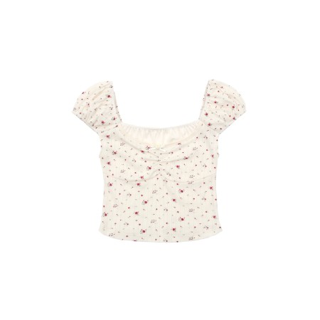 SATIN RIBBON CROP T_FLOWER PRINT ou a consommer sur place