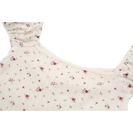 SATIN RIBBON CROP T_FLOWER PRINT ou a consommer sur place