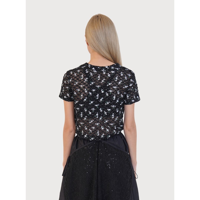 BUBBLE FLOWER TEE_BLACK solde