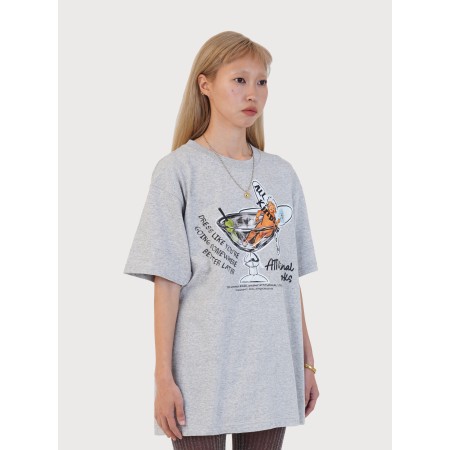 OVERSIZED ATTITUDINAL LOOKS GRAPHIC TEE_GREY Comparez et commandez 