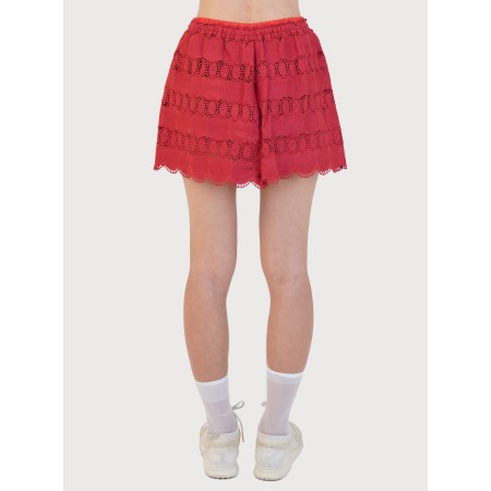 LACE TAPE SUMMER SHORTS_TOMATO solde