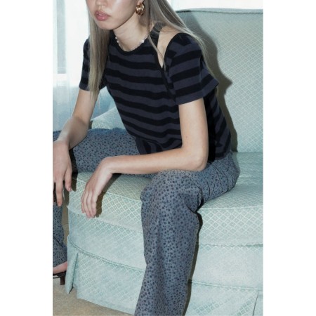 STRIPE TERRY SLIT TOP_BLACK la livraison gratuite