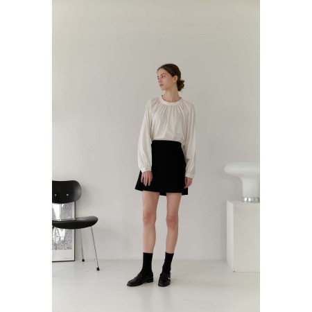 FLOWER SHIRRING BLOUSE_IVORY vous aussi creer 