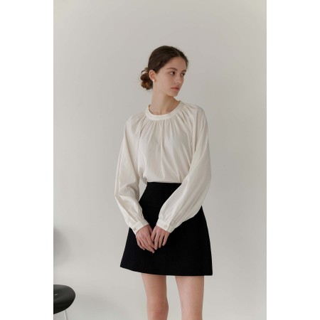 FLOWER SHIRRING BLOUSE_IVORY vous aussi creer 