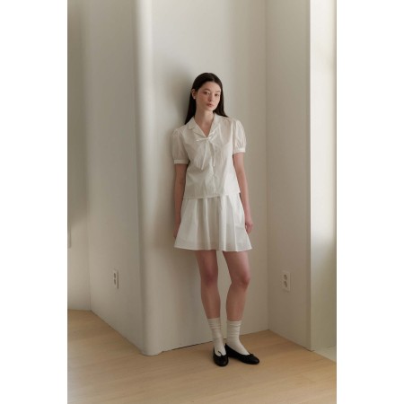 RIBBON COTTON SHIRT_WHITE l'évolution des habitudes 