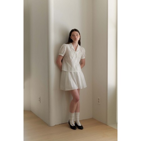 RIBBON COTTON SHIRT_WHITE l'évolution des habitudes 