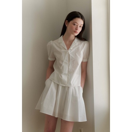 RIBBON COTTON SHIRT_WHITE l'évolution des habitudes 