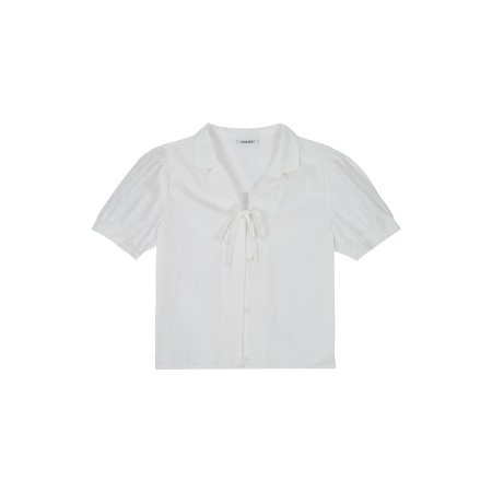 RIBBON COTTON SHIRT_WHITE l'évolution des habitudes 