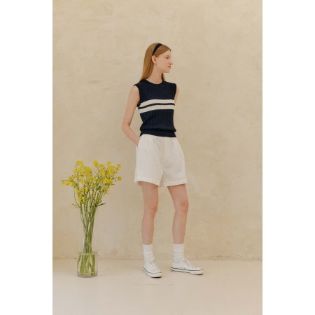 CABLE SLEEVELESS KNIT_NAVY basket pas cher