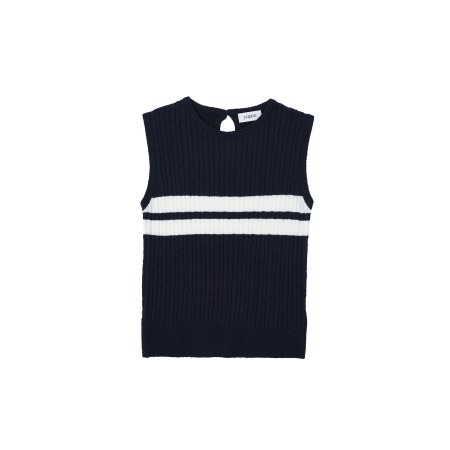 CABLE SLEEVELESS KNIT_NAVY basket pas cher