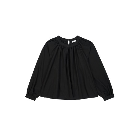 FLOWER SHIRRING BLOUSE_BLACK Economisez 