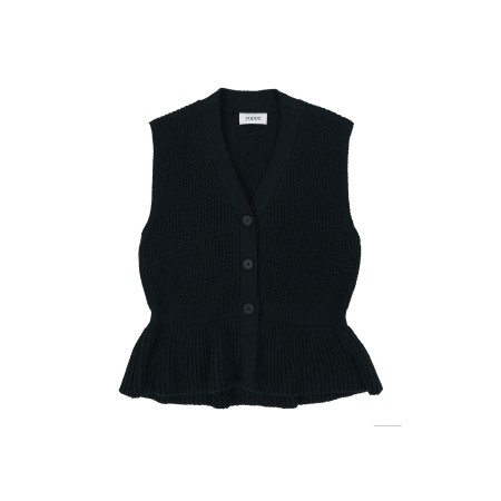 FLARE VEST CARDIGAN_BLACK livraison gratuite