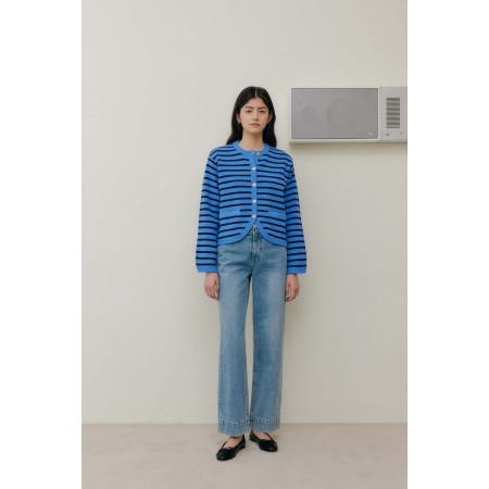 STRIPE KNIT JACKET_BLUE vente chaude votre 