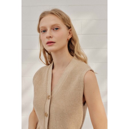 FLARE VEST CARDIGAN_BEIGE 2 - 3 jours ouvrés.