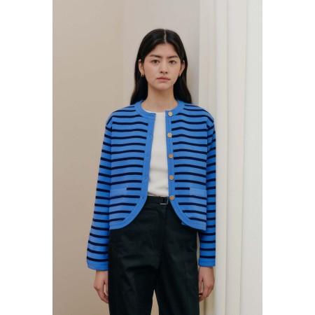 STRIPE KNIT JACKET_BLUE vente chaude votre 