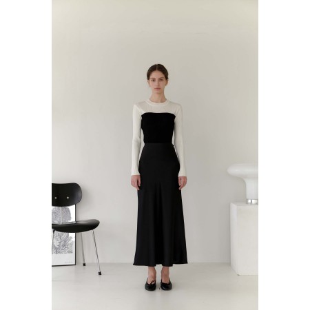 SATIN LONG SKIRT_BLACK des créatures d'habitude