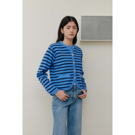 STRIPE KNIT JACKET_BLUE vente chaude votre 