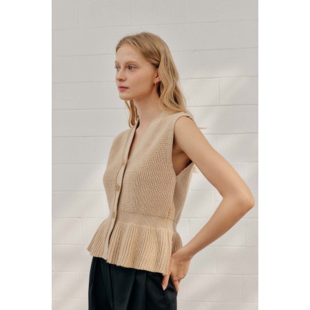 FLARE VEST CARDIGAN_BEIGE 2 - 3 jours ouvrés.