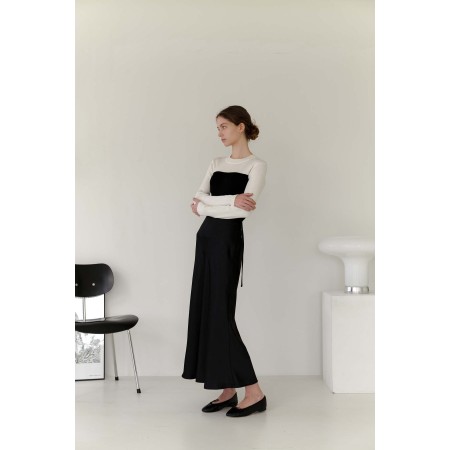 SATIN LONG SKIRT_BLACK des créatures d'habitude