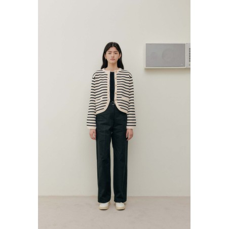 STRIPE KNIT JACKET_IVORY pas cheres