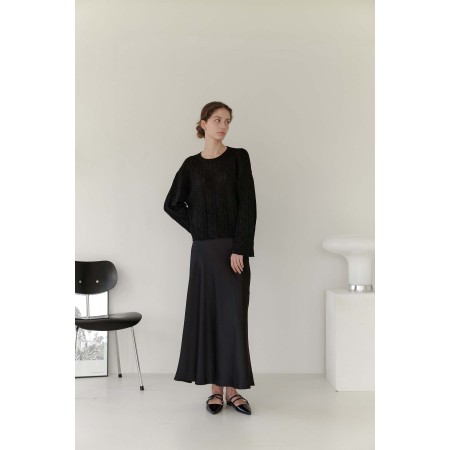 SATIN LONG SKIRT_BLACK des créatures d'habitude