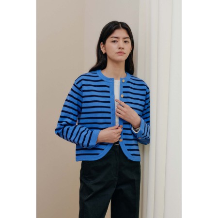 STRIPE KNIT JACKET_BLUE vente chaude votre 