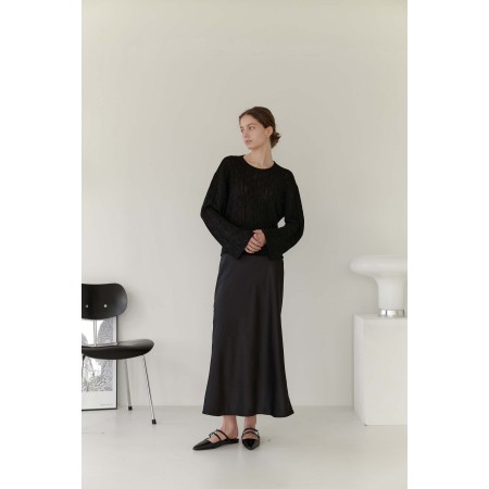 SATIN LONG SKIRT_BLACK des créatures d'habitude