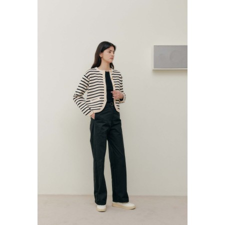 STRIPE KNIT JACKET_IVORY pas cheres