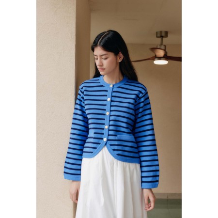 STRIPE KNIT JACKET_BLUE vente chaude votre 