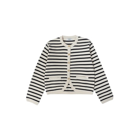 STRIPE KNIT JACKET_IVORY pas cheres