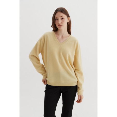 V-NECK WOOL SWEATER_LIGHT YELLOW Faites des économies