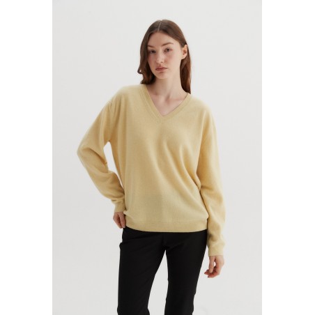 V-NECK WOOL SWEATER_LIGHT YELLOW Faites des économies