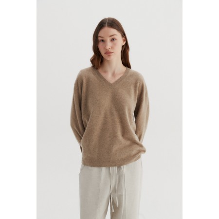 V-NECK WOOL SWEATER_DARK BEIGE les ligaments