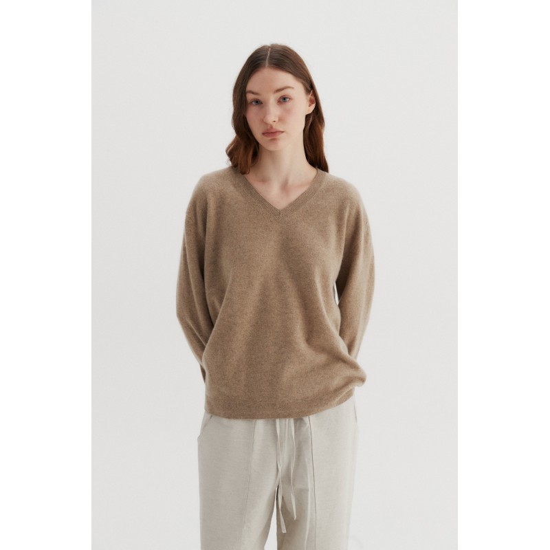 V-NECK WOOL SWEATER_DARK BEIGE les ligaments