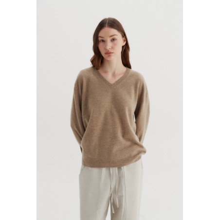 V-NECK WOOL SWEATER_DARK BEIGE les ligaments