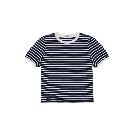 STRIPE SHIRRING T-SHIRT_NAVY brillant des détails fins