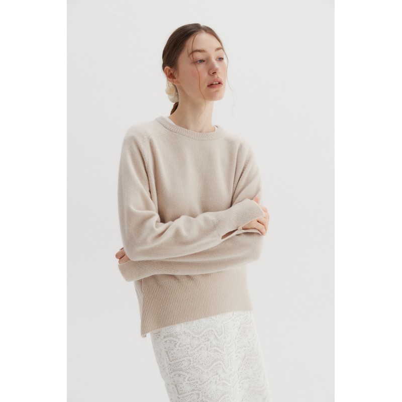 SADDLE ROUND SWEATER_LIGHT BEIGE sur le site 