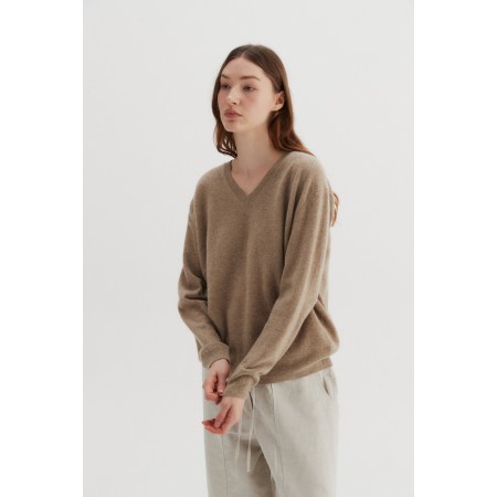 V-NECK WOOL SWEATER_DARK BEIGE les ligaments