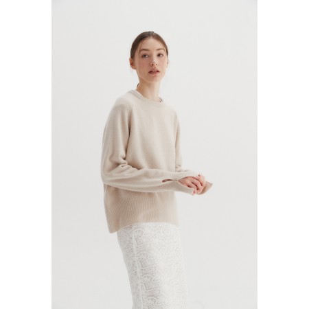 SADDLE ROUND SWEATER_LIGHT BEIGE sur le site 