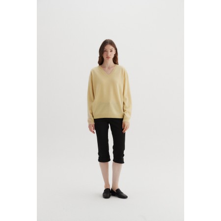 V-NECK WOOL SWEATER_LIGHT YELLOW Faites des économies