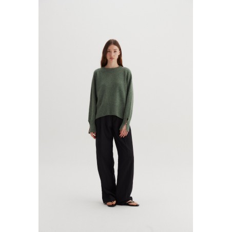 SADDLE ROUND SWEATER_DARK GREEN Amélioration de cerveau avec